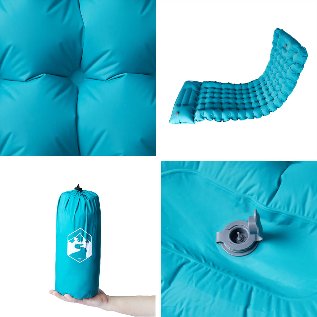 Materasso da Campeggio Autogonfiabile con Cuscini 1 Persona Blu