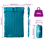 Materasso da Campeggio Autogonfiabile con Cuscini 2 Persone Blu