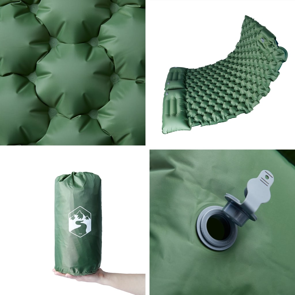Materasso Campeggio Autogonfiabile con Cuscini 2 Persone Verde