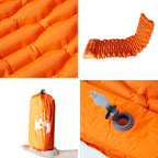Materasso Campeggio Autogonfiabile Cuscini 1 Persona Arancio