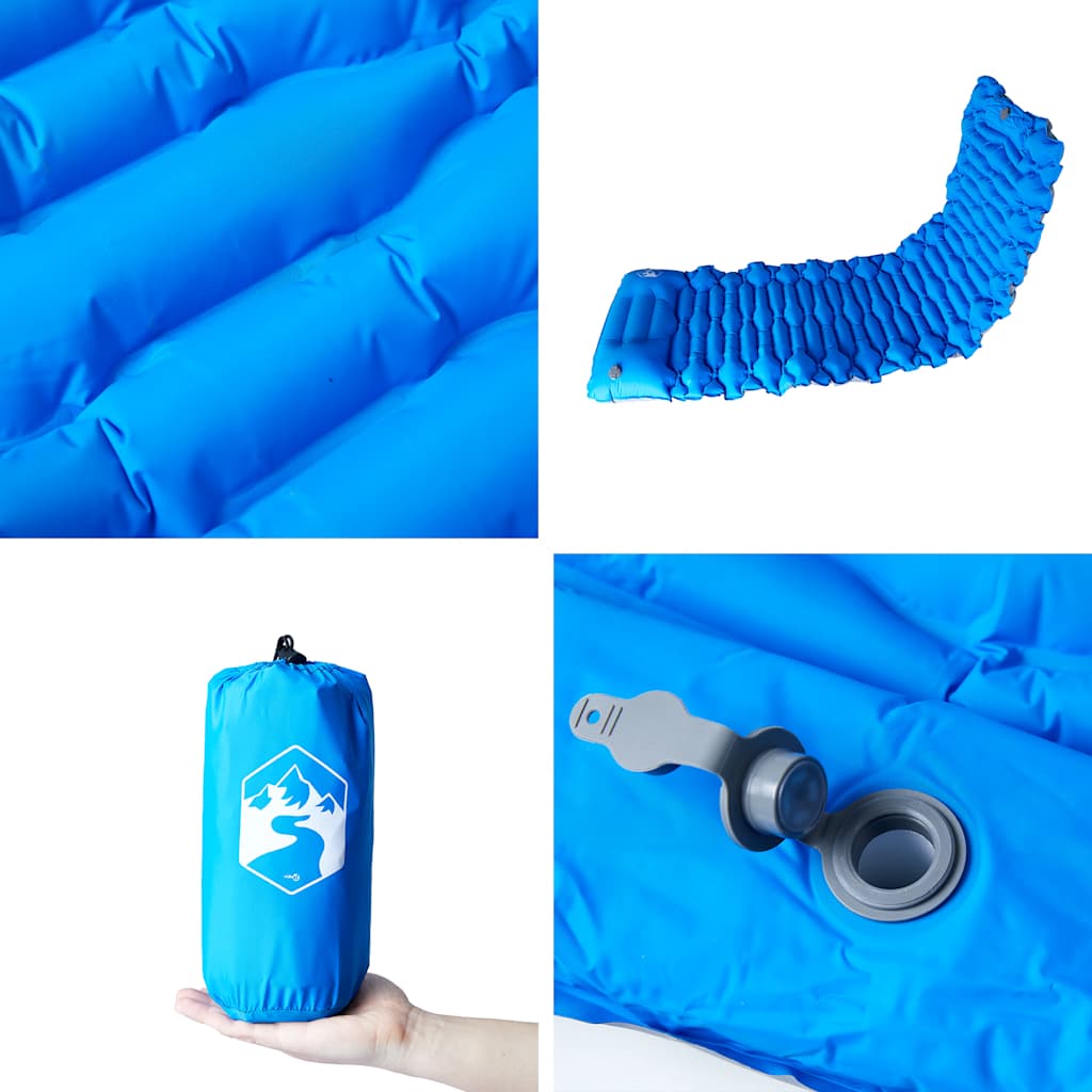 Materasso da Campeggio Autogonfiabile con Cuscini 1 Persona Blu