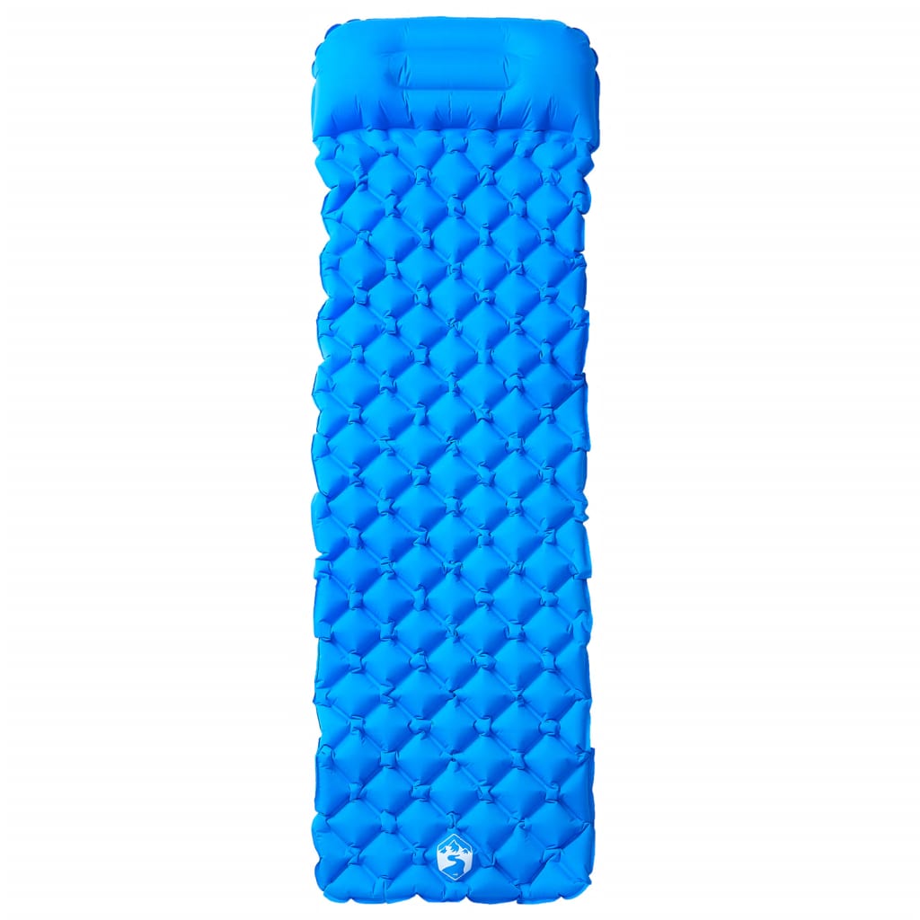 Materasso da Campeggio Gonfiabile con Cuscino 1 Persona Blu