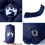 Materasso Campeggio Gonfiabile con Cuscino 1 Persona Blu Marino