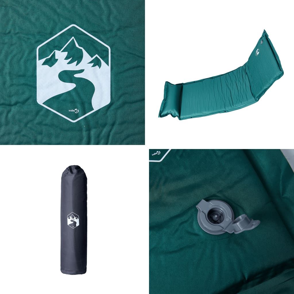 Materasso Campeggio Autogonfiabile con Cuscini 1 Persona Verde