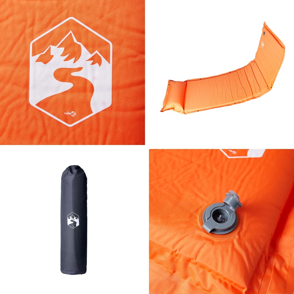 Materasso Campeggio Autogonfiabile Cuscini 1 Persona Arancio