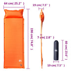 Materasso Campeggio Autogonfiabile Cuscini 1 Persona Arancio