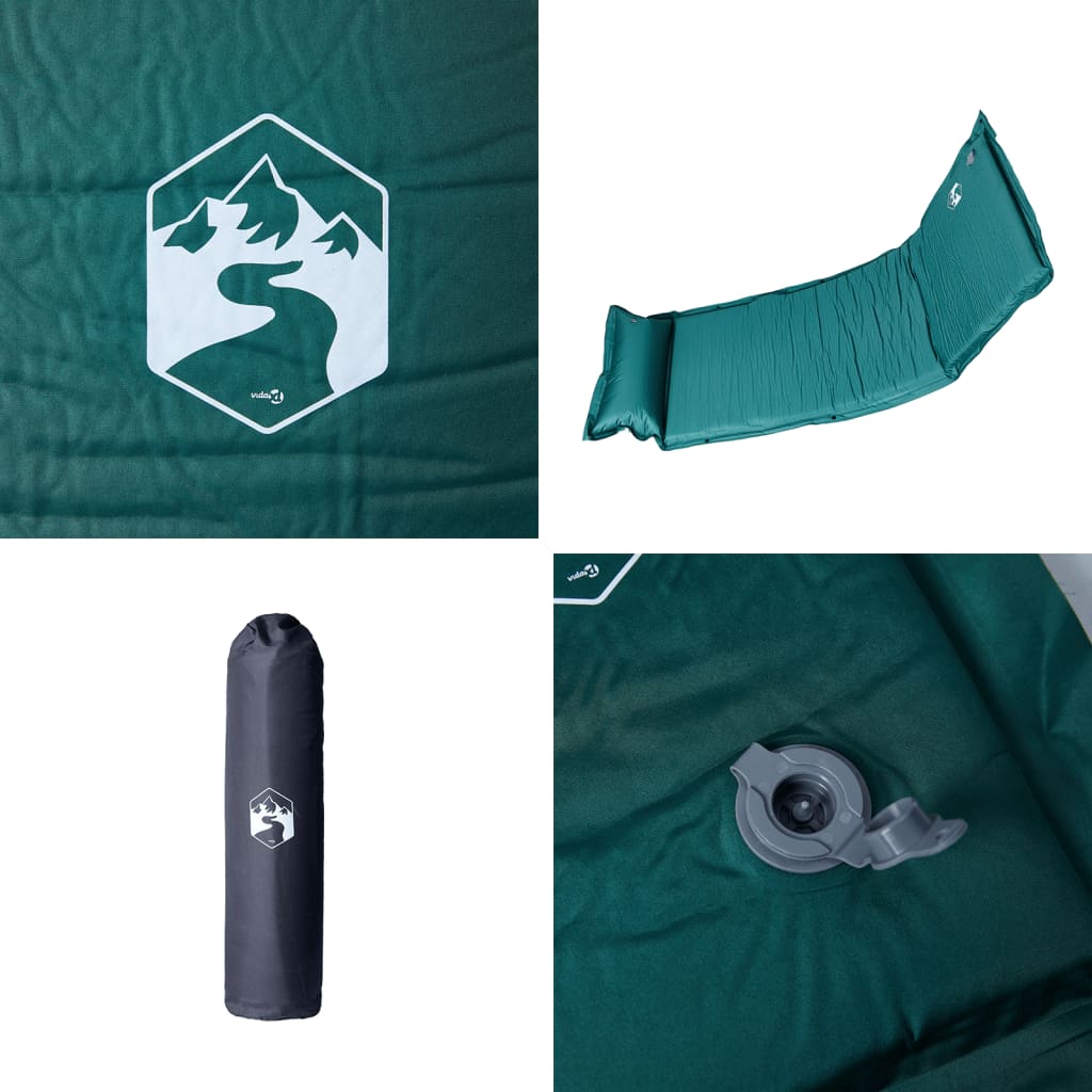 Materasso Campeggio Autogonfiabile con Cuscini 1 Persona Verde