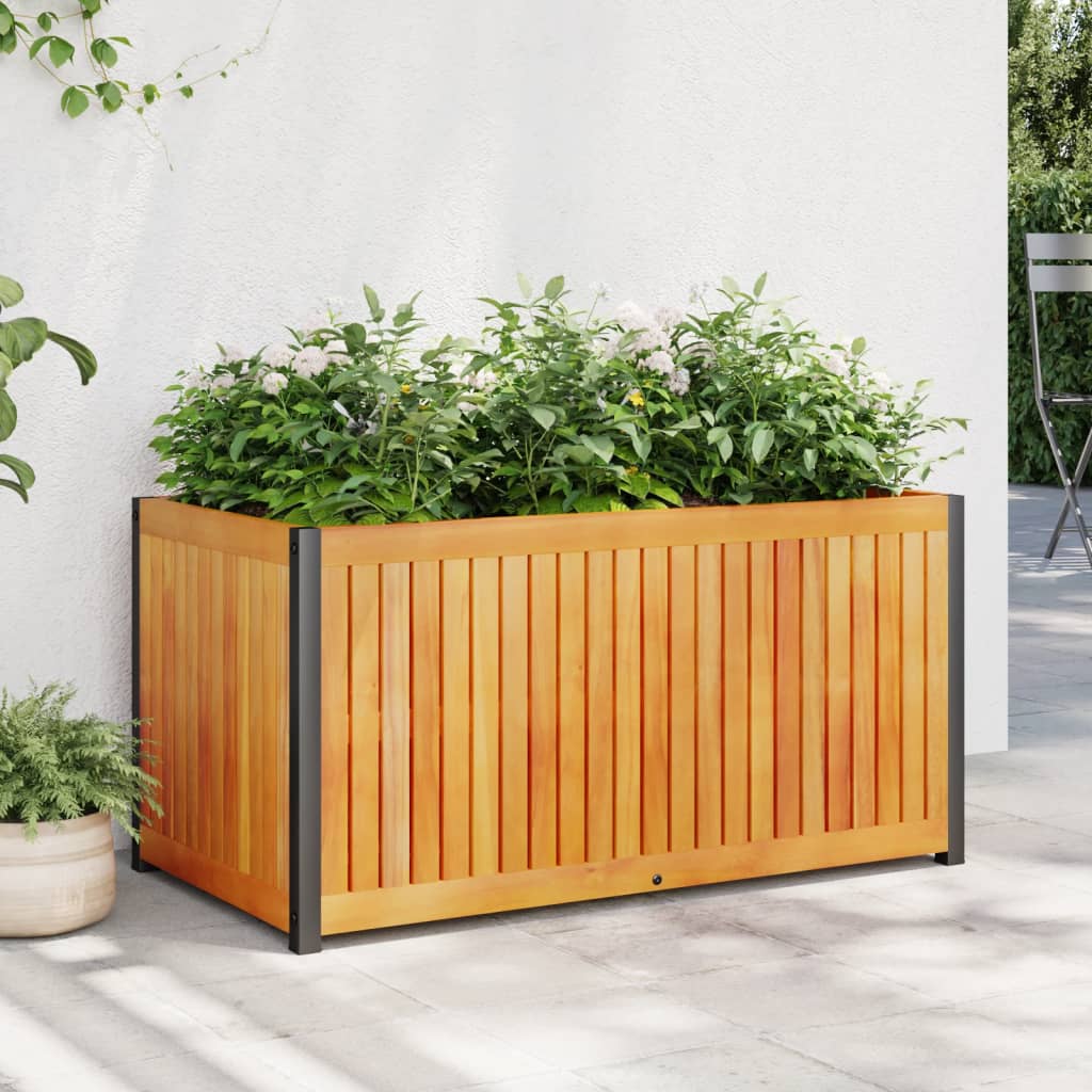 Fioriera da Giardino 85x45x44 cm in Legno Acacia e Acciaio