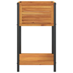 Fioriera con Ripiano 45x45x80 cm in Legno Acacia e Acciaio