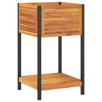 Fioriera con Ripiano 45x45x80 cm in Legno Acacia e Acciaio