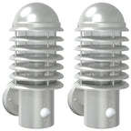 Applique per Esterno con Sensore 2 pz Argento in Acciaio Inox