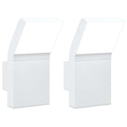 Applique per Esterni con LED 2 pz Bianche Alluminio Pressofuso