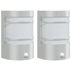 Applique per Esterno con Sensore 2 pz Argento in Acciaio Inox