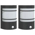 Applique per Esterno con Sensore 2 pz Nere in Acciaio Inox