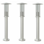Lampade da Terra per Esterni 3 pz Argento 60 cm in Acciaio Inox
