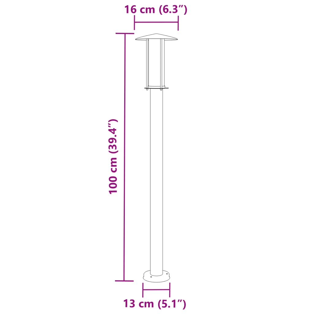 Lampade da Terra per Esterni 3 pz Argento 100cm in Acciaio Inox