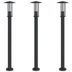 Lampade da Terra per Esterni 3 pz Nere 100 cm in Acciaio Inox