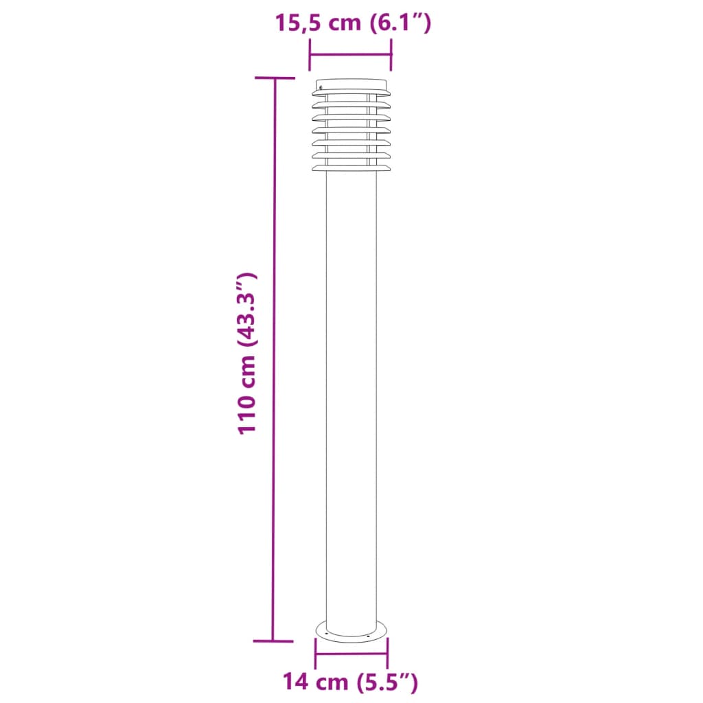 Lampada da Terra per Esterni Argento 110 cm in Acciaio Inox