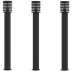 Lampade da Terra per Esterni 3 pz Nere 110 cm in Acciaio Inox