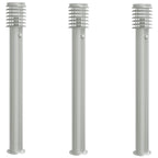 Lampada da Terra per Esterni Sensore Argento 3 pz 110cm Acciaio