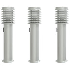 Lampade da Terra Esterni con Presa 3 pz Argento 60 cm Acciaio