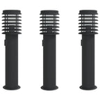 Lampade da Terra per Esterni con Presa 3 pz Nere 60 cm Acciaio