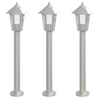 Lampade da Terra per Esterni 3 pz Argento 80 cm in Acciaio Inox