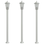 Lampade da Terra per Esterni 3 pz Argento 120cm in Acciaio Inox
