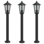 Lampade da Terra per Esterni 3 pz Nere 80 cm in Acciaio Inox