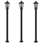 Lampade da Terra per Esterni 3 pz Nere 120 cm in Acciaio Inox