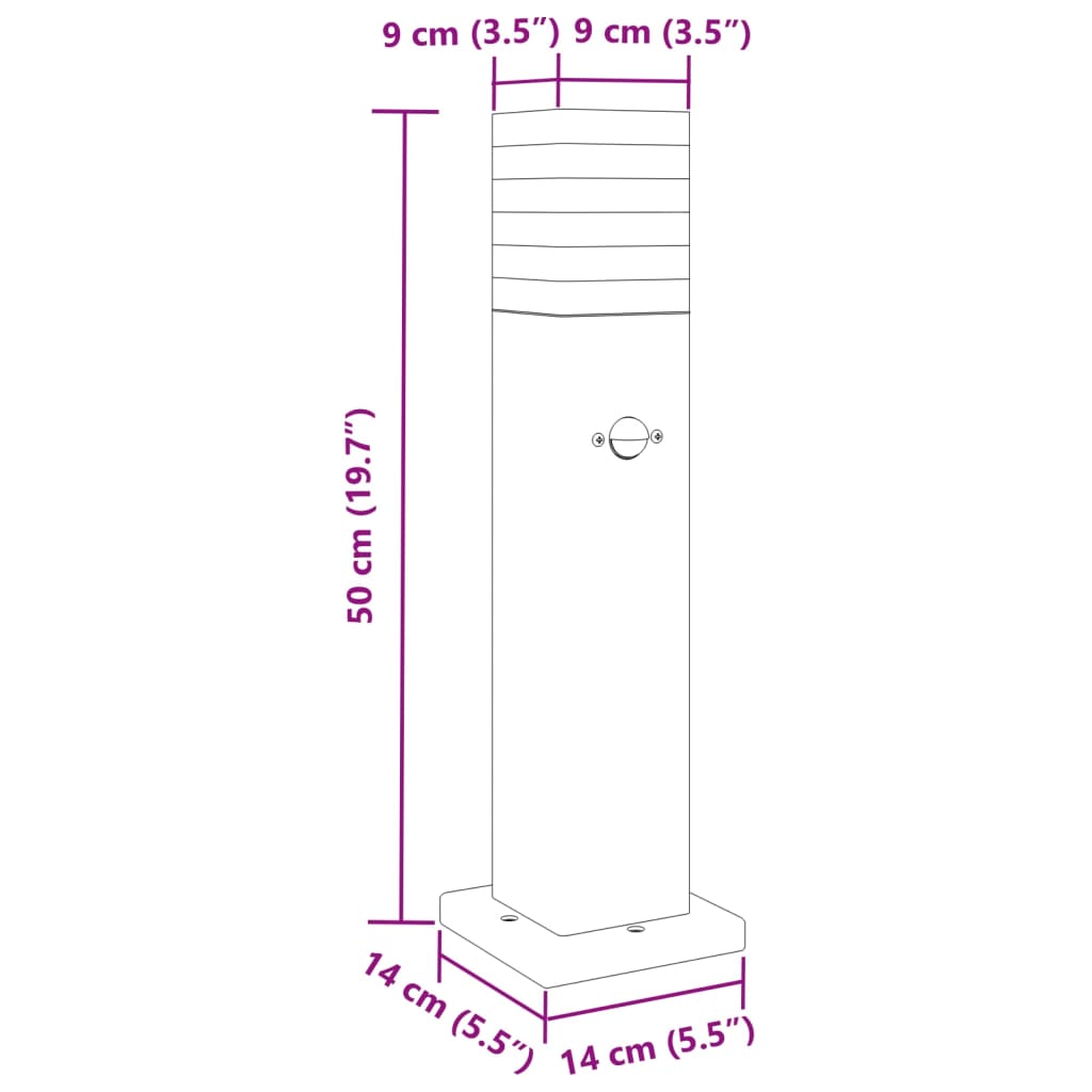 Lampada da Terra per Esterni con Sensore Nera 50cm in Alluminio