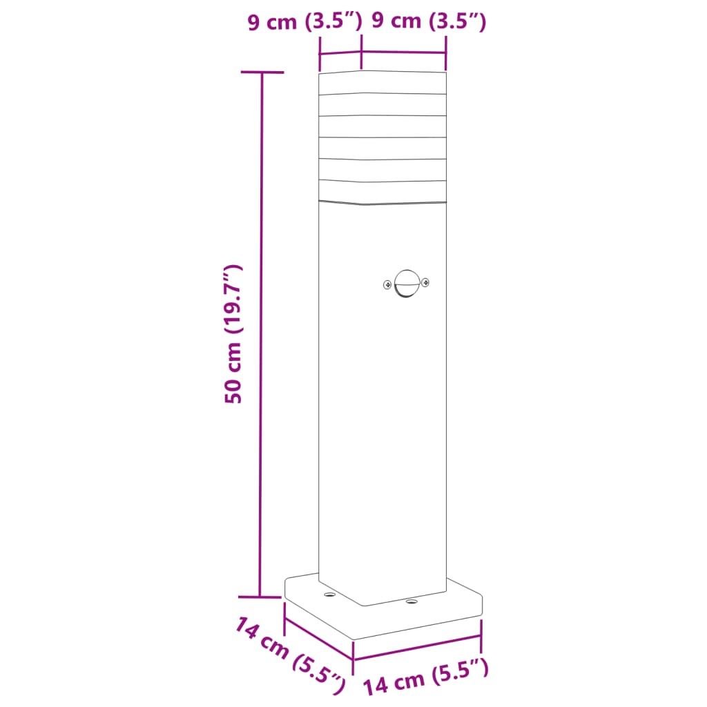 Lampade Terra per Esterni con Sensori 3pz Nere 50cm Alluminio