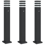 Lampade Terra per Esterni con Sensori 3pz Nere 80cm Alluminio