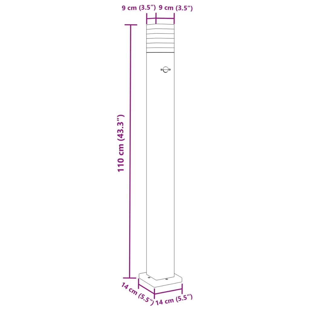Lampada da Terra per Esterni con Sensore Nera 110cm Alluminio