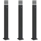 Lampade Terra per Esterni con Sensori 3pz Nere 110cm Alluminio