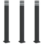 Lampade da Terra per Esterni con Presa 3pz Nere 110cm Alluminio