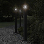 Lampade da Terra per Esterni con Presa 3pz Nere 110cm Alluminio
