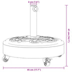 Base per Ombrellone con Ruote per Pali Ø38/48 mm 27 kg Rotonda