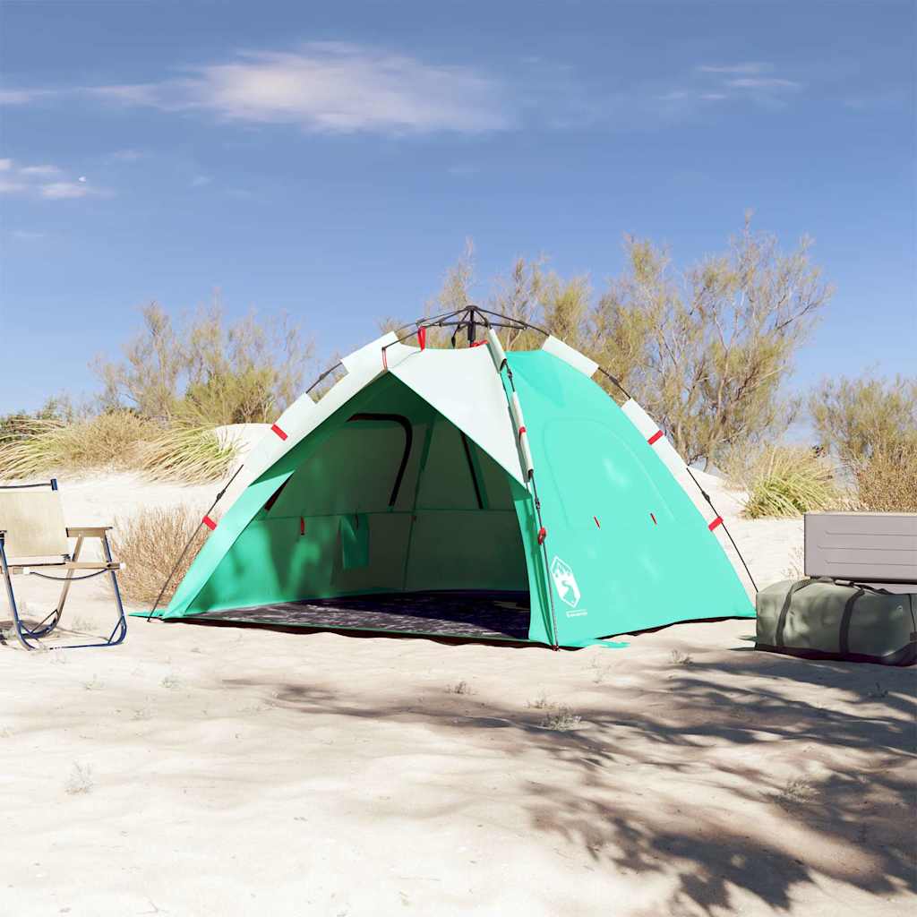 Tenda da Spiaggia 3 Persone Verde Rilascio Rapido Impermeabile