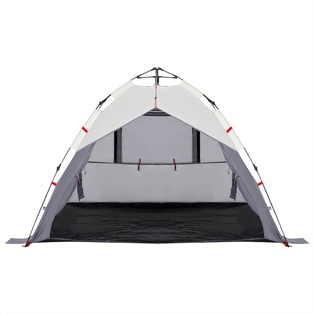 Tenda da Spiaggia 3 Persone Grigio Rilascio Rapido Impermeabile