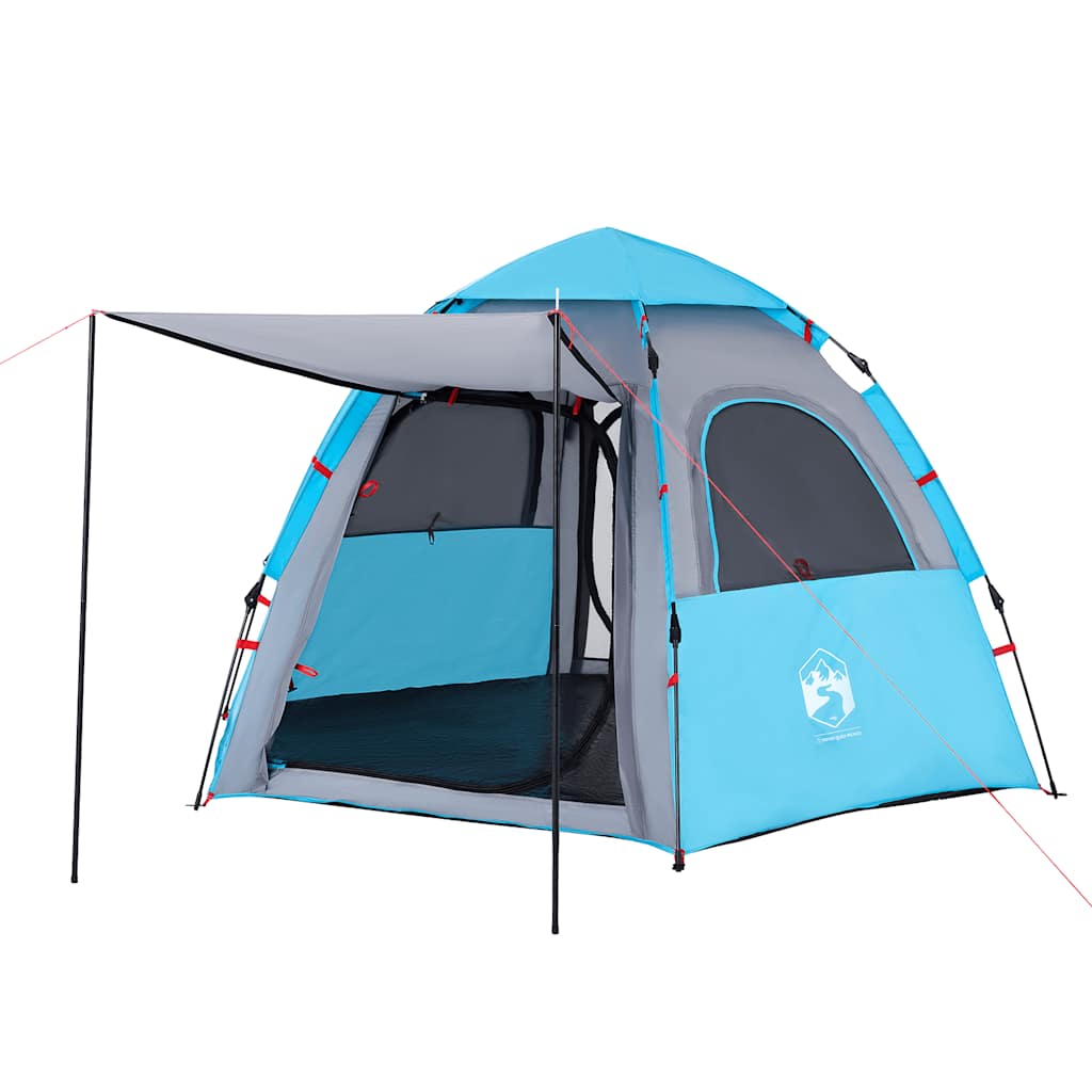 Tenda da Campeggio Cabina 4 Persone Blu a Rilascio Rapido
