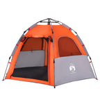 Tenda Campeggio Cabina 4 Pers. Grigio Arancione Rilascio Rapido