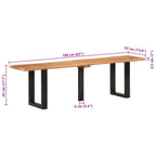 Panca 160 cm in Legno Massello di Acacia e Acciaio