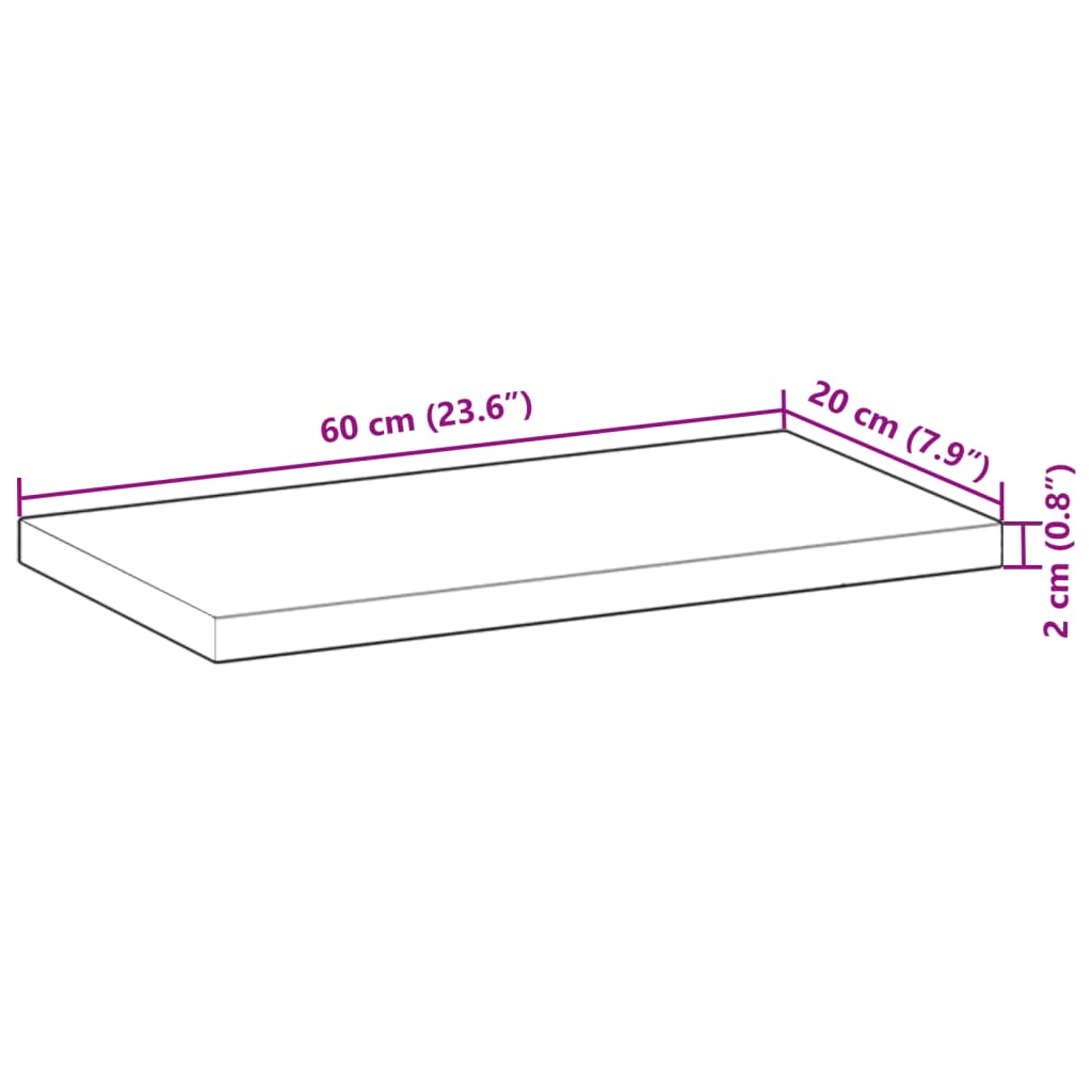 Mensole da Parete 2 pz 60x20x2 cm Legno Acacia Non Trattato