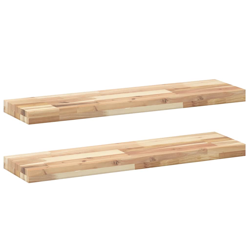 Mensole da Parete 2 pz 100x20x4 cm Legno Acacia Non Trattato