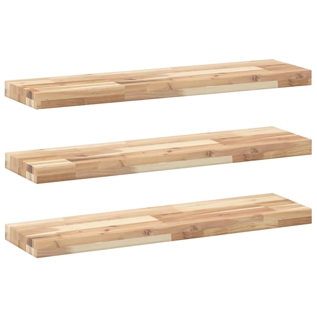 Mensole da Parete 3 pz 100x20x4 cm Legno Acacia Non Trattato