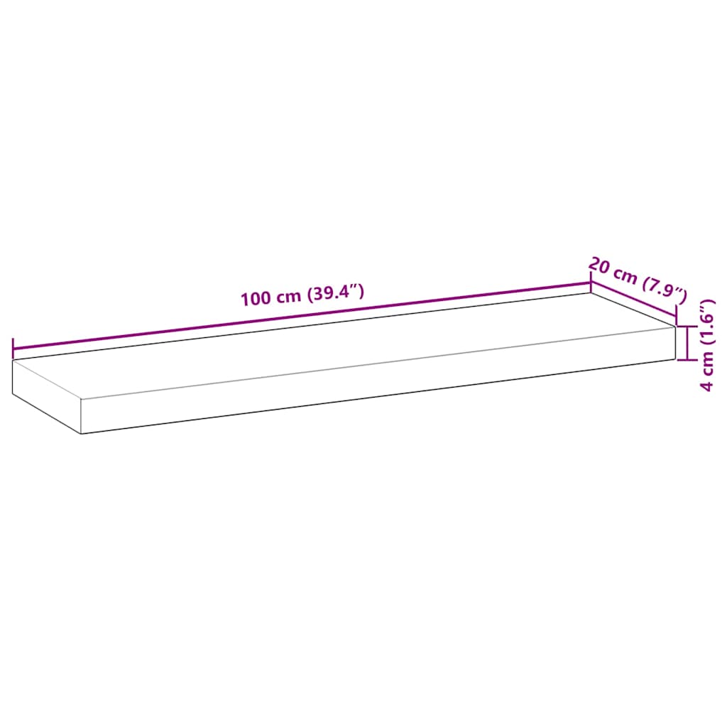 Mensole da Parete 4 pz 100x20x4 cm Legno Acacia Non Trattato