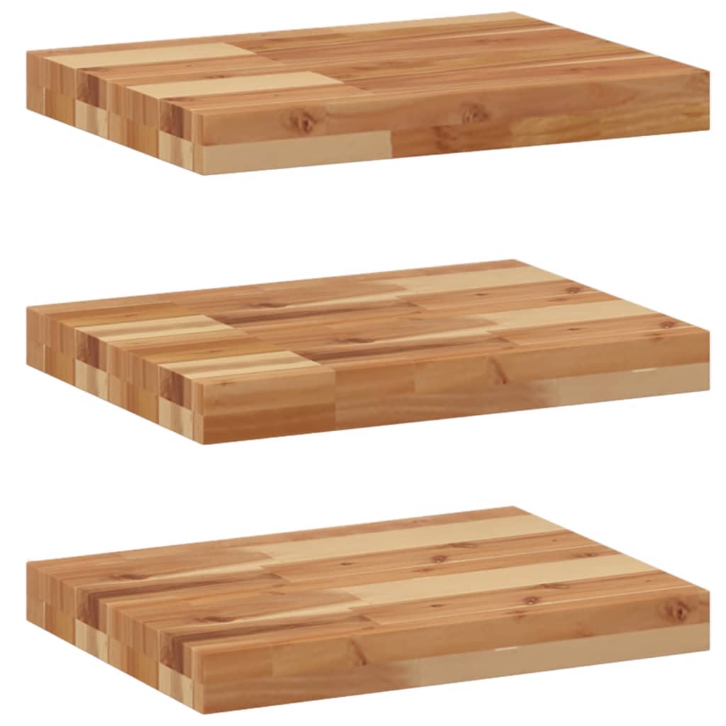 Mensole da Parete 3 pz 60x30x4 cm Legno Acacia Rifinito a Olio