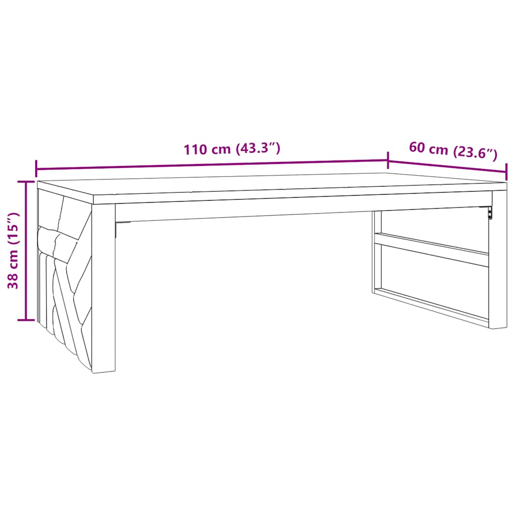 Tavolino da Salotto 110x60x38 cm in Legno Massello di Teak