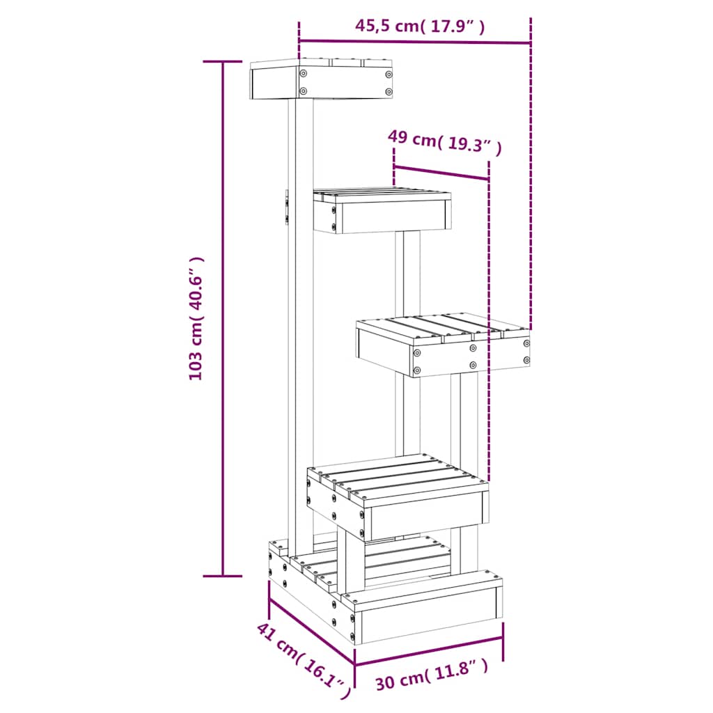 Albero per Gatti Marrone Cera 45,5x49x103 cm in Legno di Pino